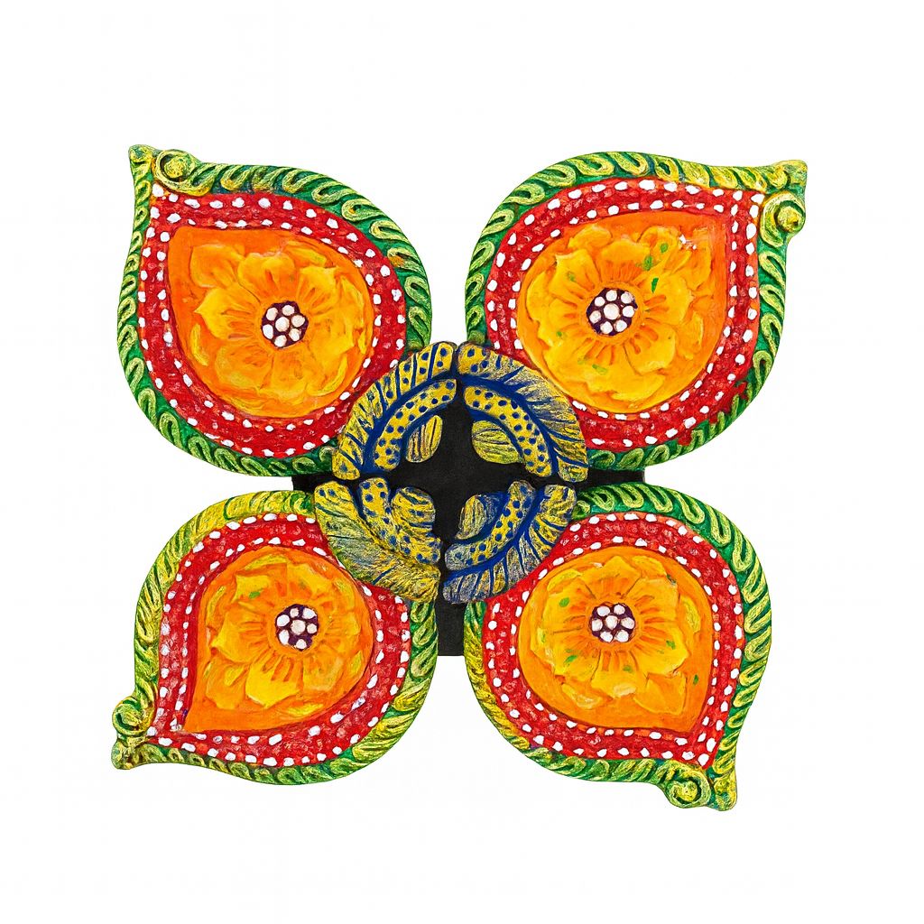 Clay Diya Art 152 (Set of 4 Pieces )