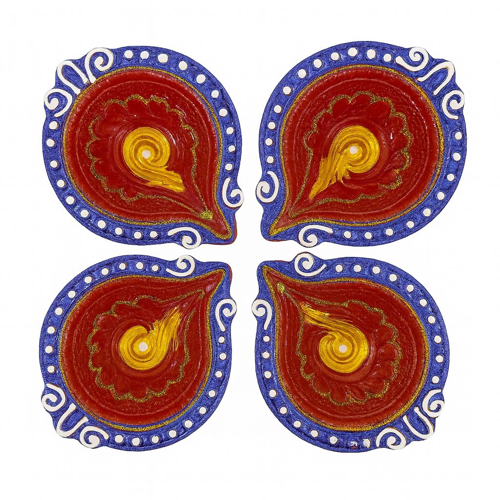 Clay Diya Art 155 (Set of 4 Pieces )