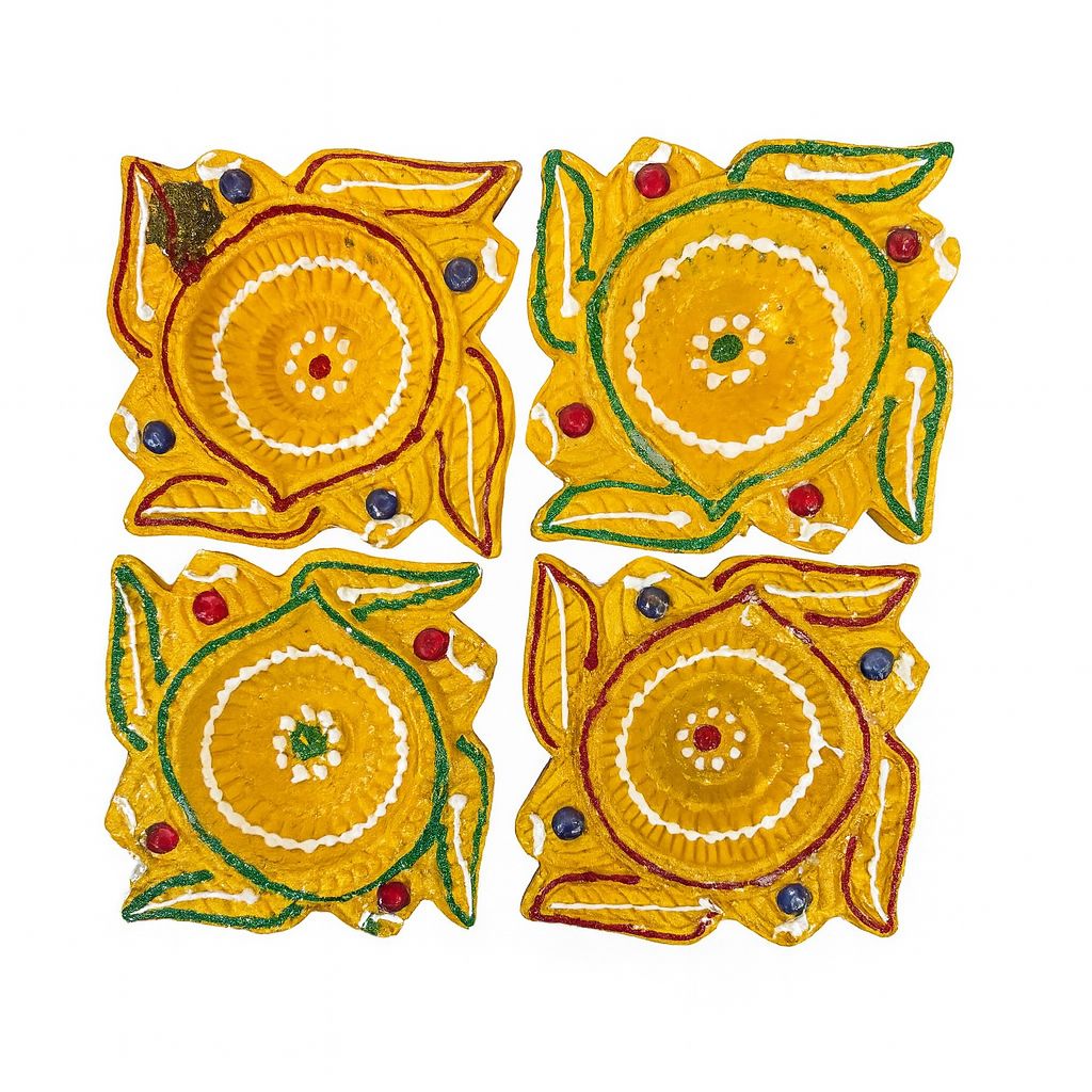 Clay Diya Art 157 (Set of 4 Pieces )