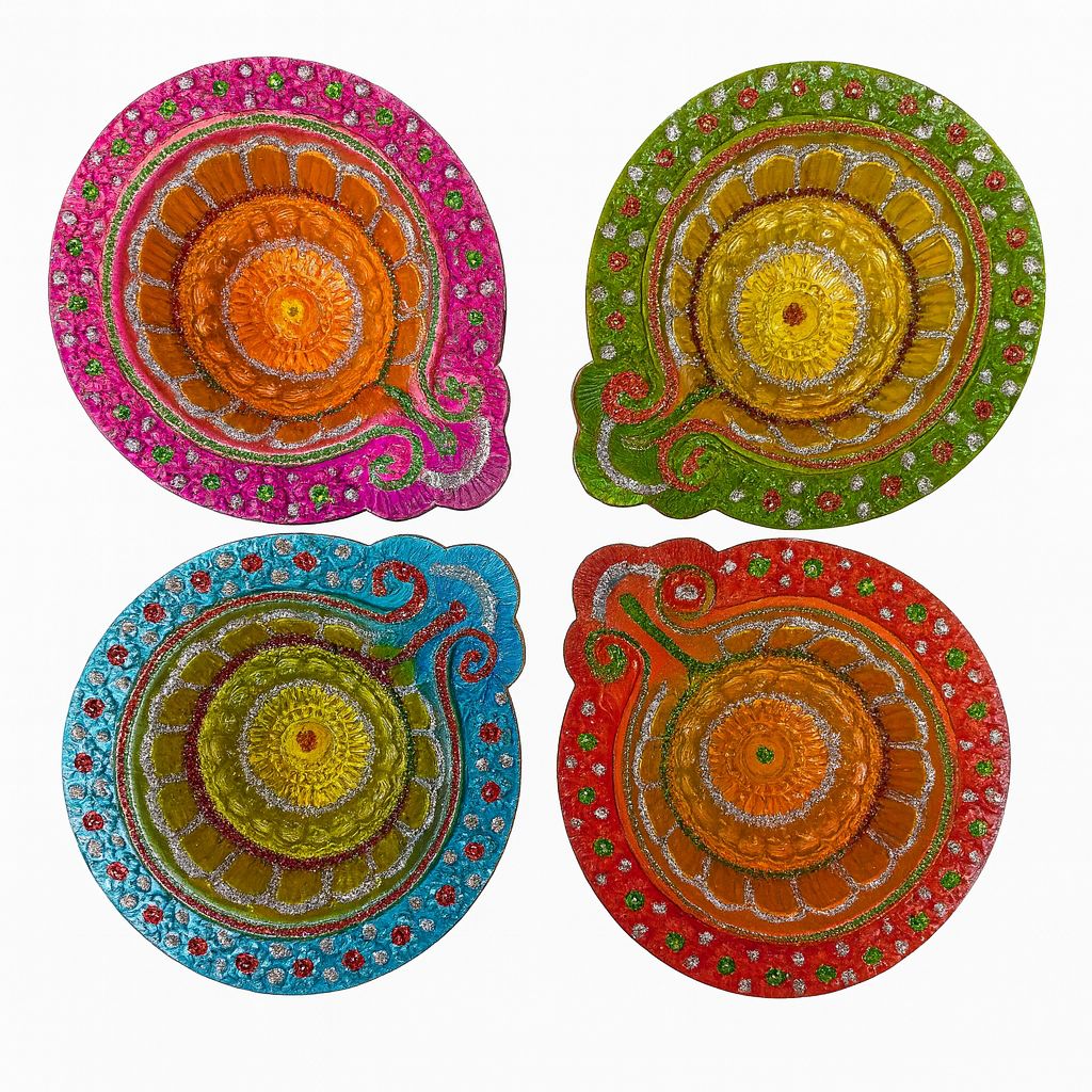 Clay Diya Art 158 (Set of 4 Pieces )