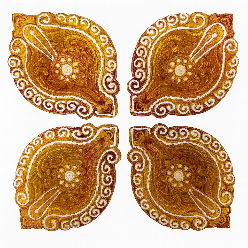 Clay Diya Art 159 (Set of 4 Pieces )