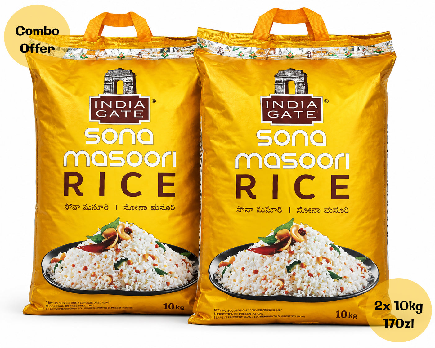 India Gate Sona Masoori Rice 10kg X2 COMBO