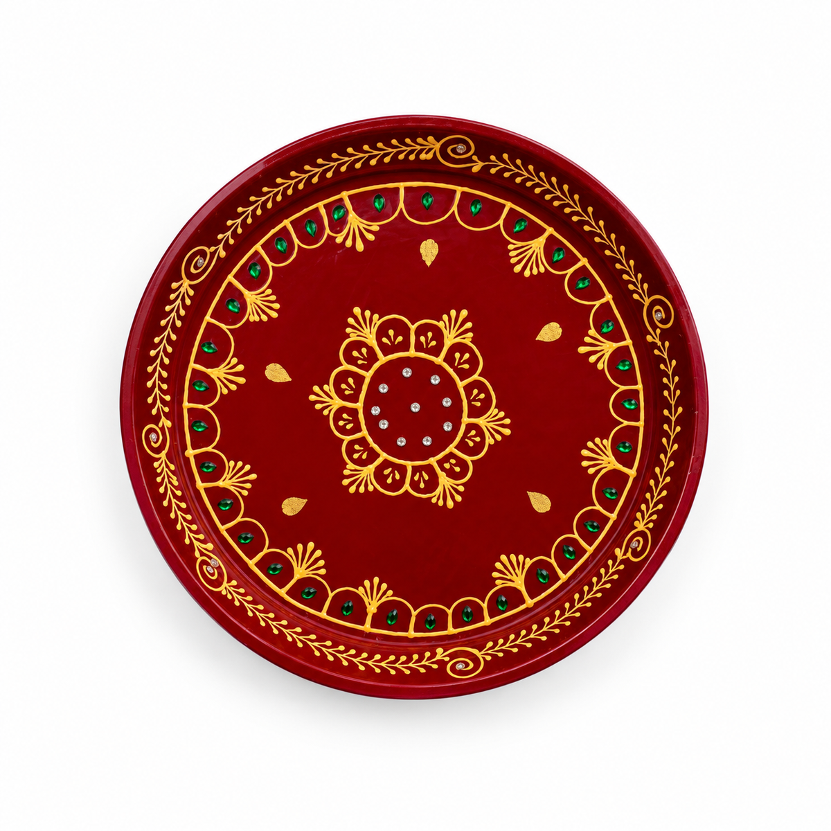 Pooja Thali Red with Design