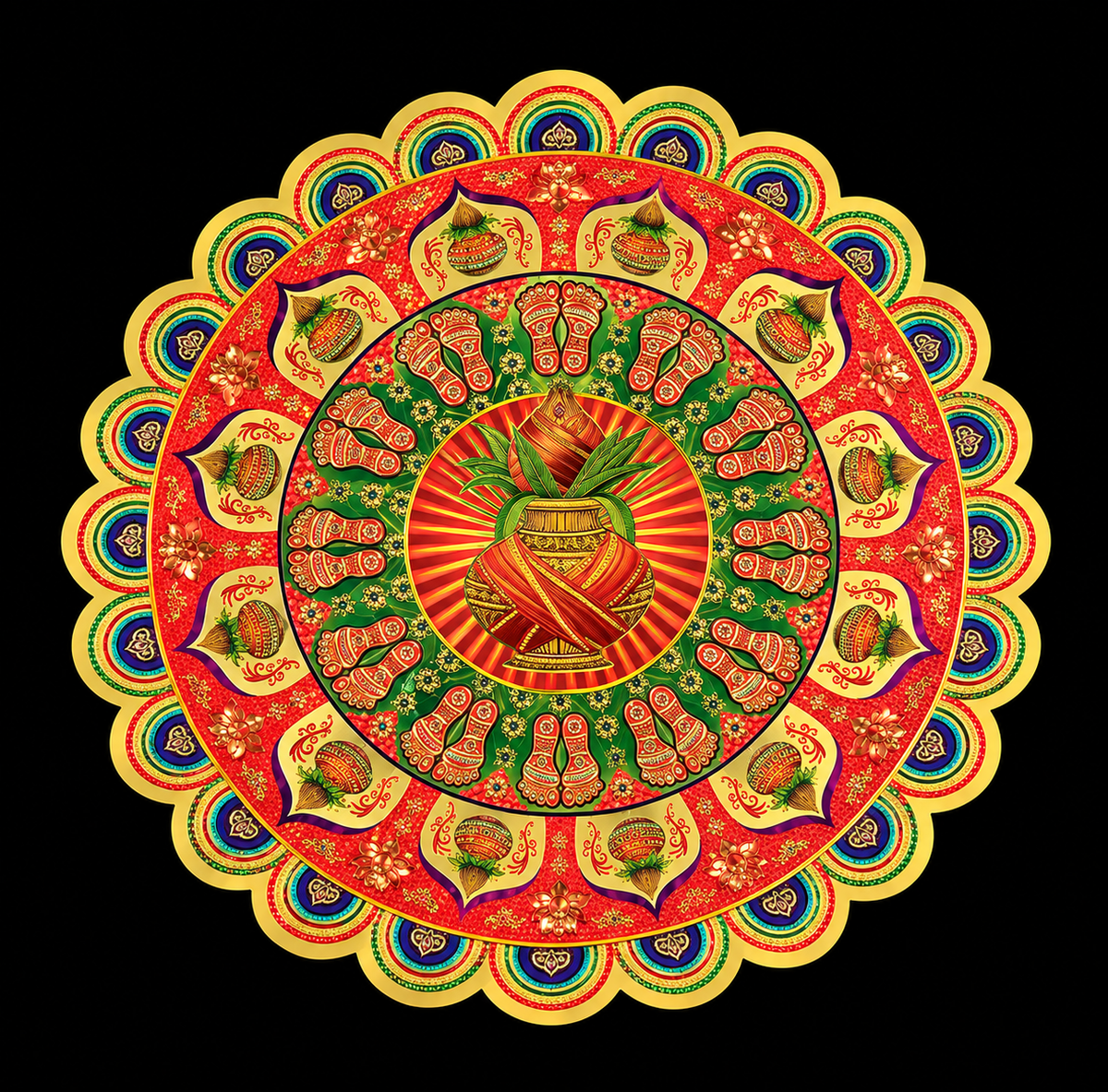 Diwali Kalash Rangoli Sticker