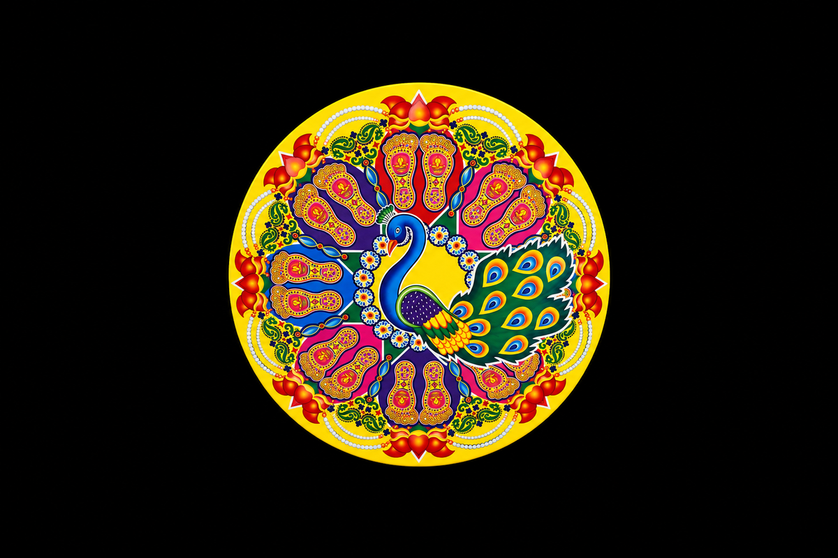 Peacock Design Rangoli Sticker