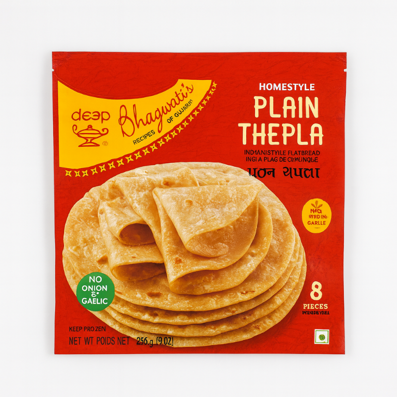 Deep homestyle thepla red pack in white background