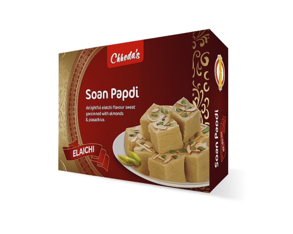 Box of Chheda's Soan Papdi with a white background