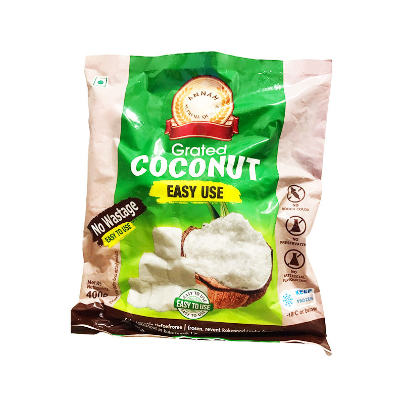 Annam Frozen Grated Coconut Cubes 400g
