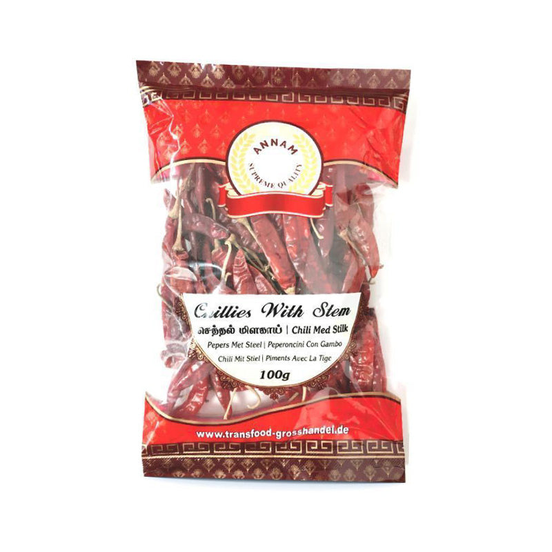 Annam Red Chillies With Stem 100g
