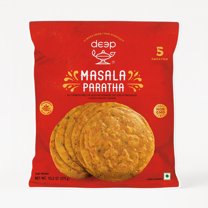Deep Masala Paratha red pack on a white background