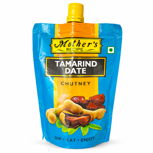 Packaging of Mother's Recipe Tamarind Date Chutney on a white background