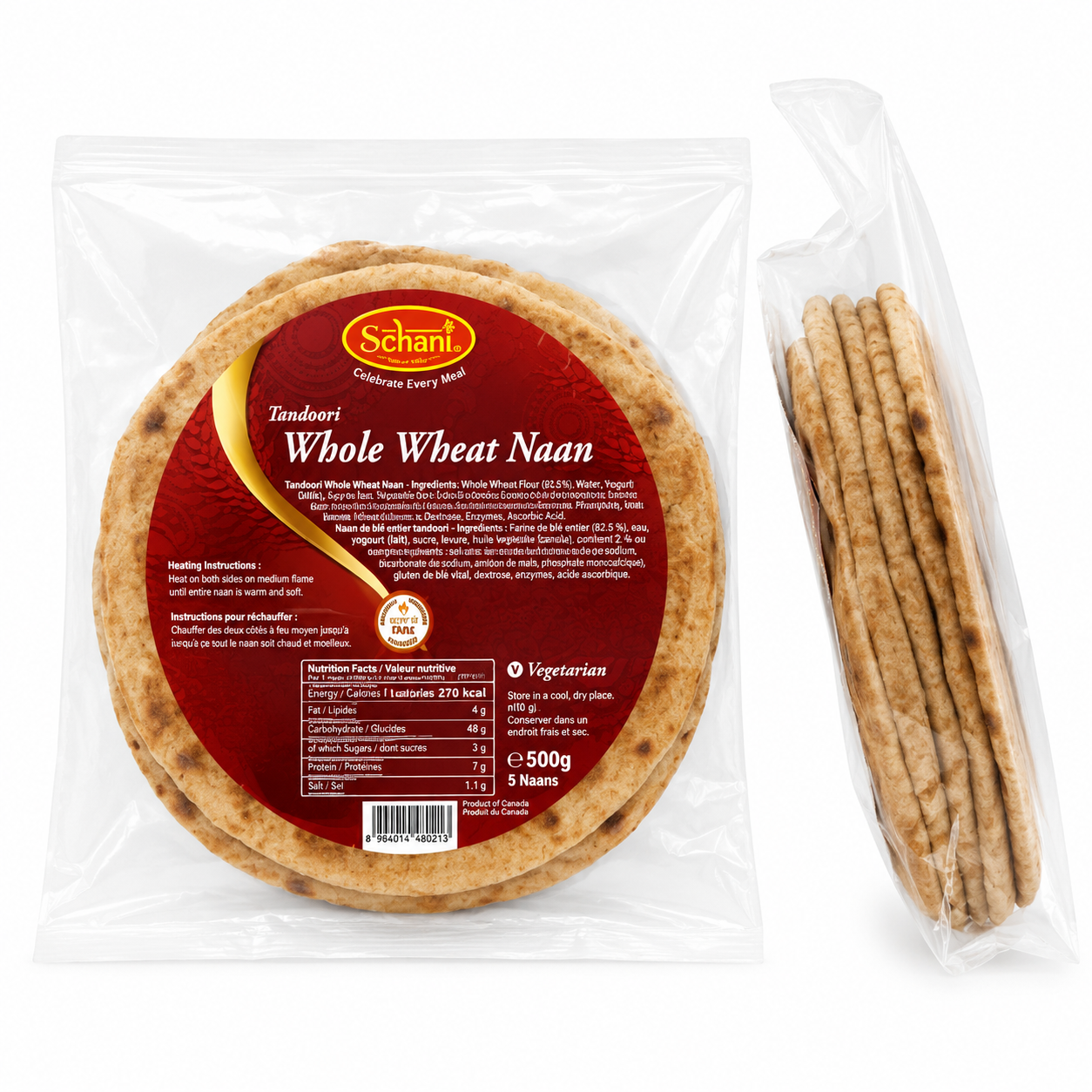 Whole Wheat Naan (Ready to Eat) 5pcs