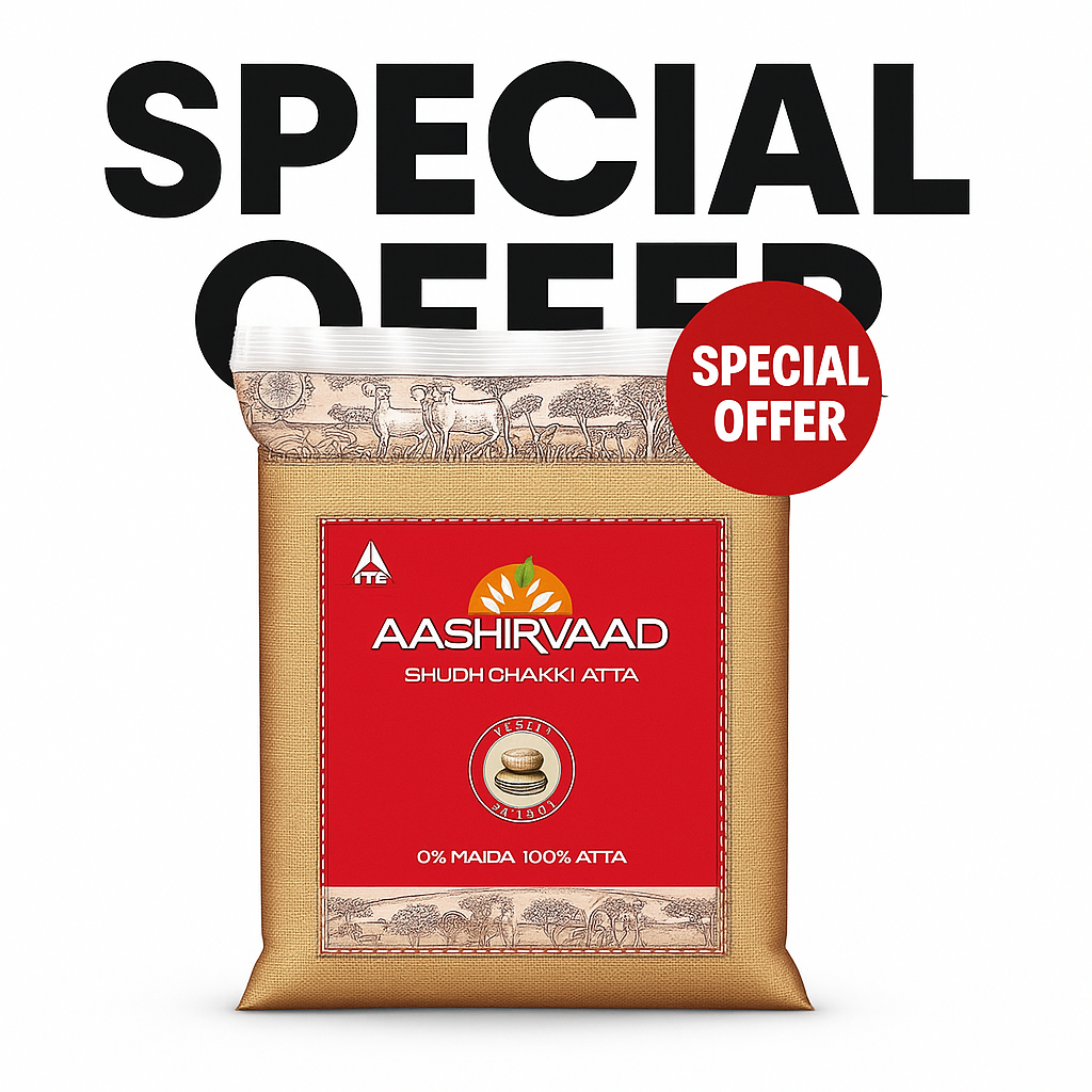 Aashirvaad Whole Wheat Flour (Atta ) 10Kg (BBD: 06 dec, 2025)