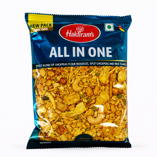Haldiram's All In One snack mix packaging on a white background