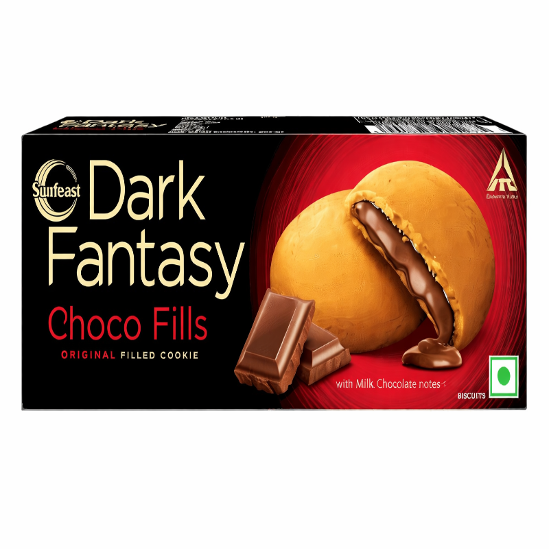 Sunfeast Dark Fantasy Choco Fills cookie packaging on a white background