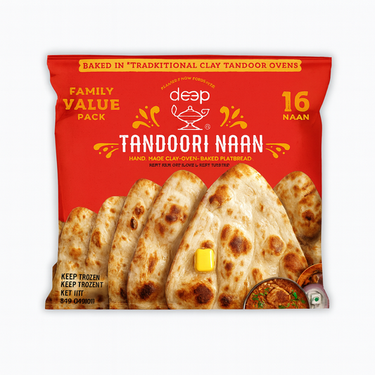 deep tandoori naan family pack red package against white background