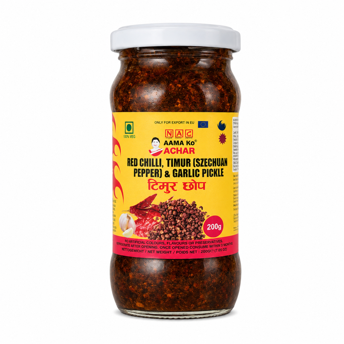 Aama Ko Achar Red Chilli, Timur, Garlic Pickle 200g