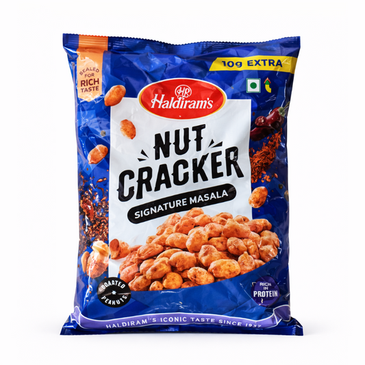 Haldiram's Nut Cracker Signature Masala packaging on a white background