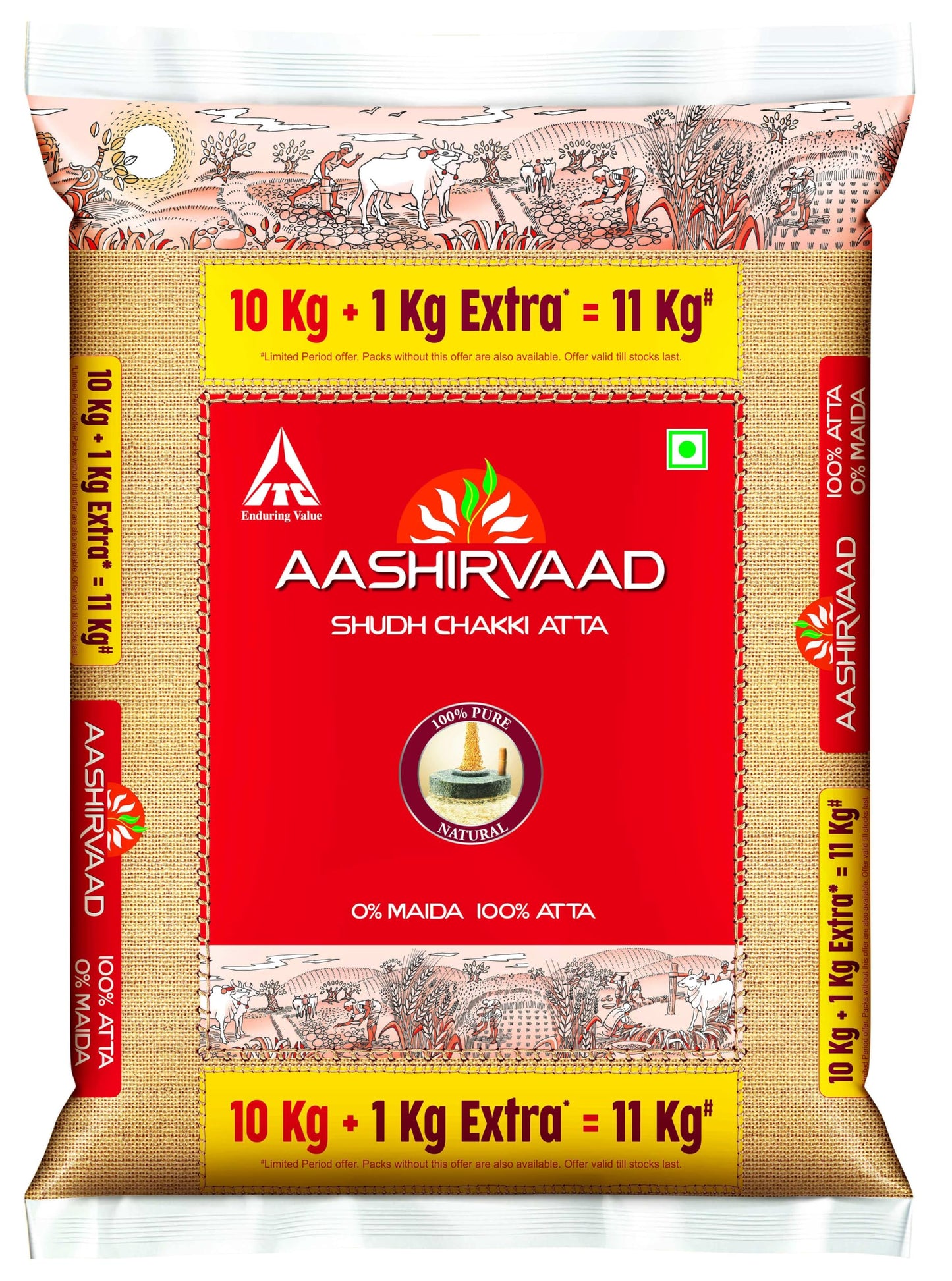 Aashirvaad Whole Wheat Flour 10Kg +1 kg extra