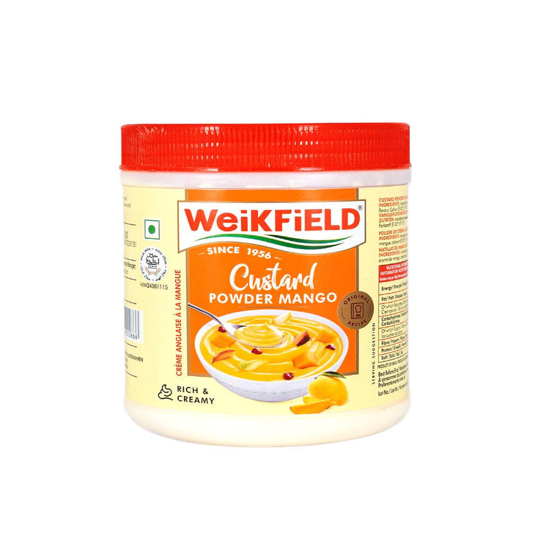 Weikfield Custard Powder Mango container on a white background