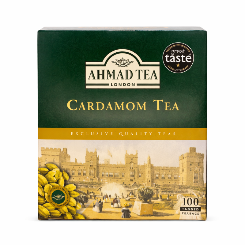 Ahmad Tea Cardamom Tea pack against white background