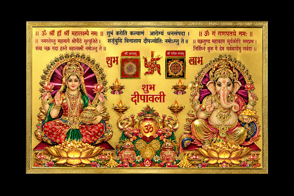 Lakshmi and Ganesha Diwali Decorative Sticker