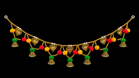 Golden Toran With Pom Pom