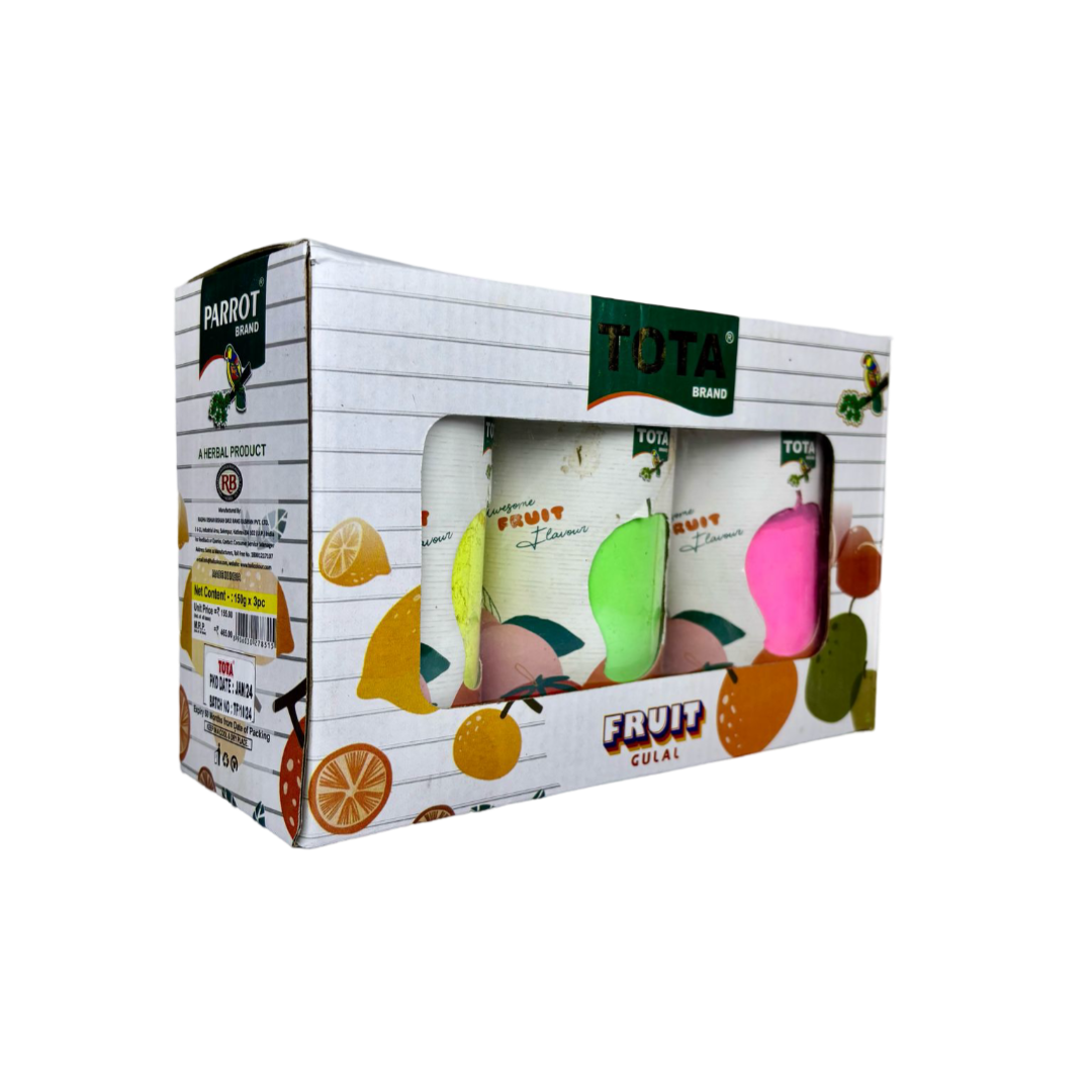 Tota herbal Fruit Gulal  450g  ( Pink 150g  , Green 150g  , yellow 150g )