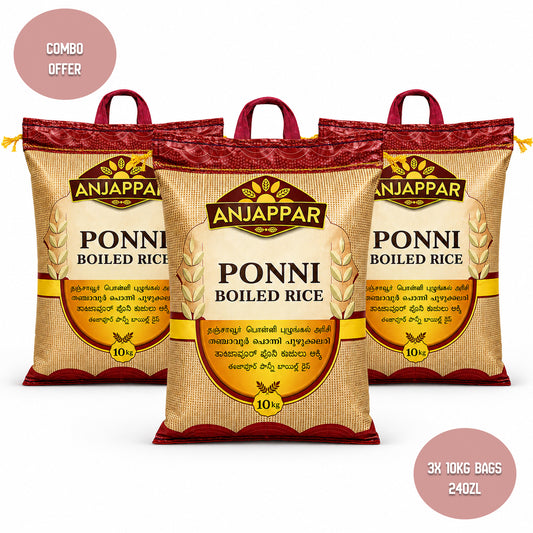 Anjappar Ponni Boiled Rice 10kg X3 COMBO