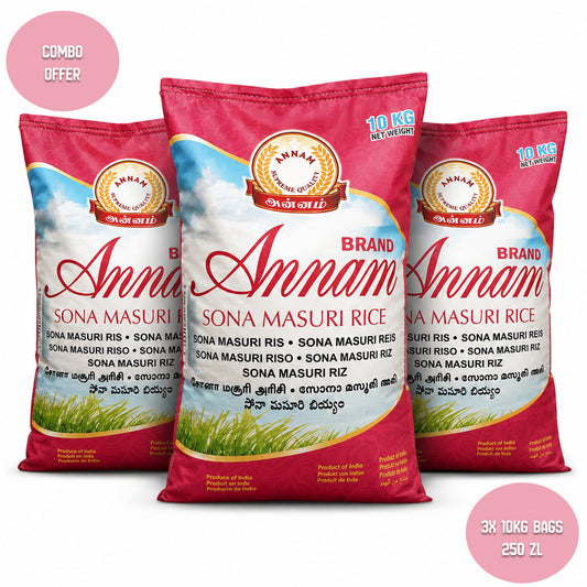 Annam Sona Masoori Rice 10kg X3 COMBO
