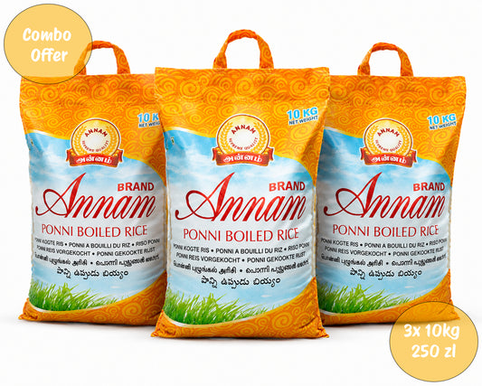 Annam Ponni Boiled Rice 10kg X3 COMBO