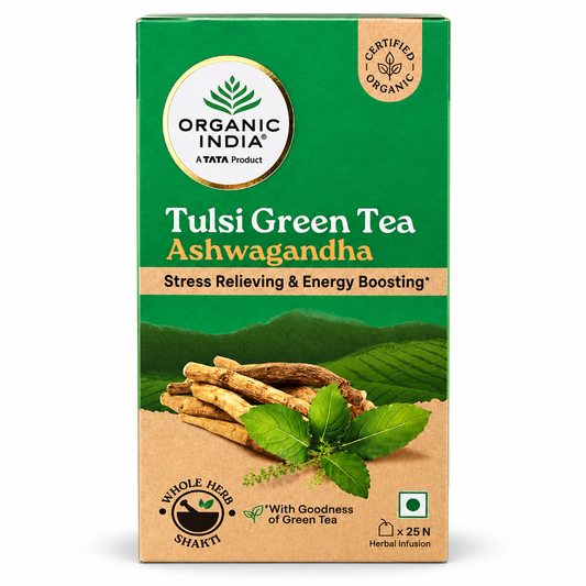 Organic India Tulsi Green Tea Ashwagandha 25 Tea Bags