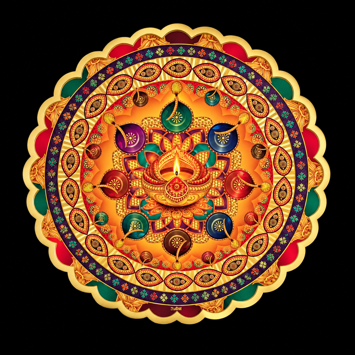 Diwali Diya Rangoli Sticker