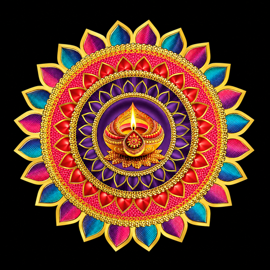 Diwali Diya Lotus Rangoli Sticker