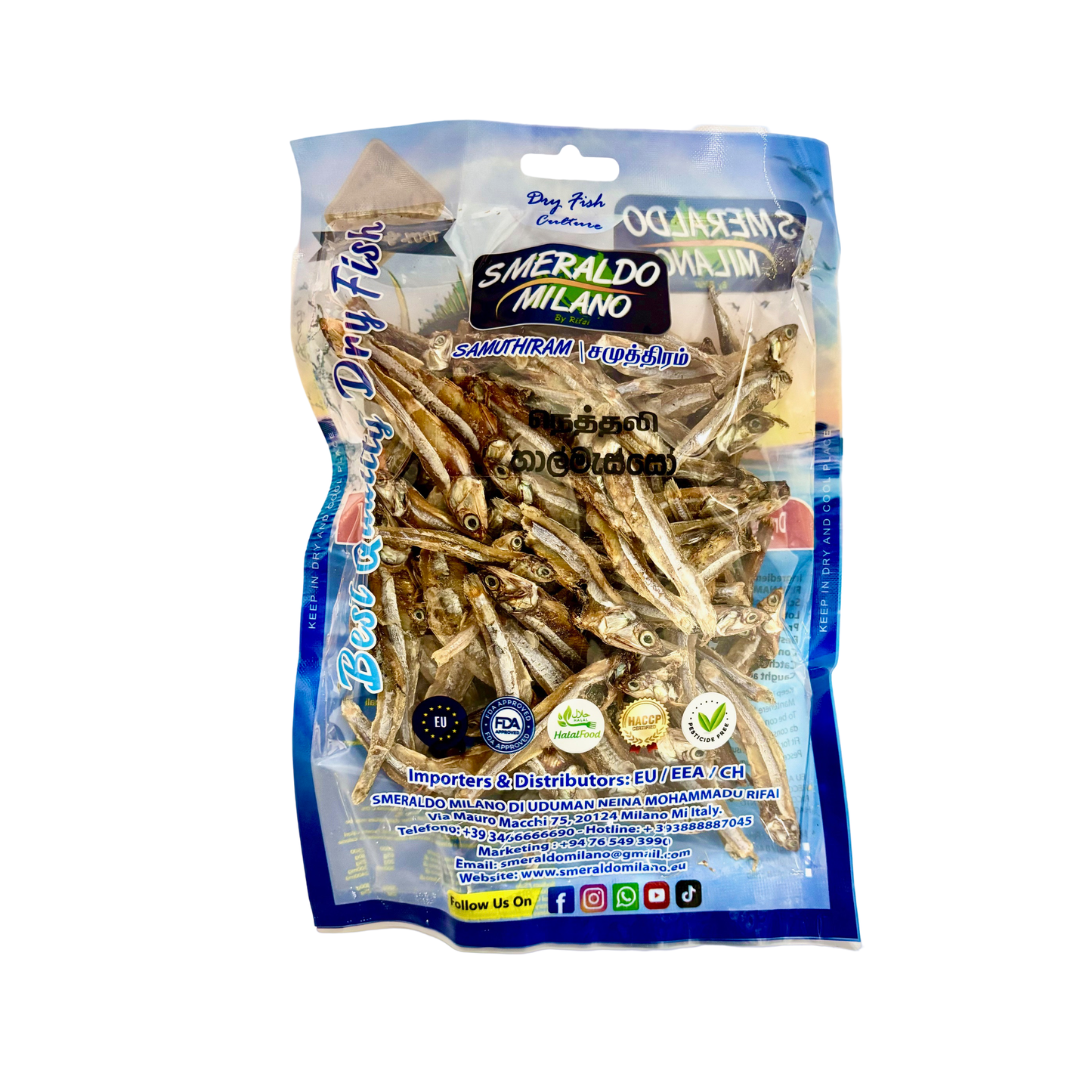 Smeraldo Dried Anchovi Head On 150g