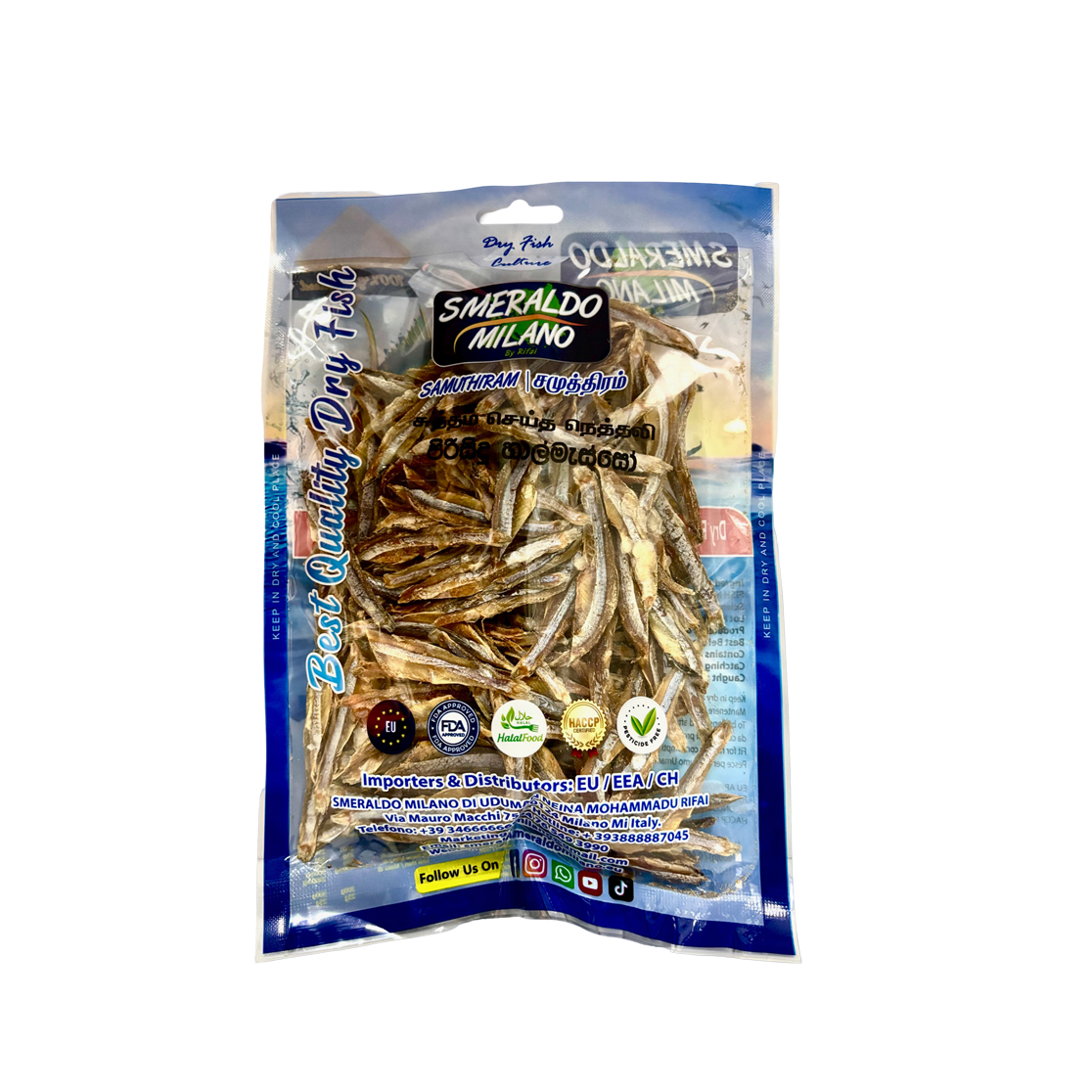 Smeraldo Dried Anchovi Head Less 150g