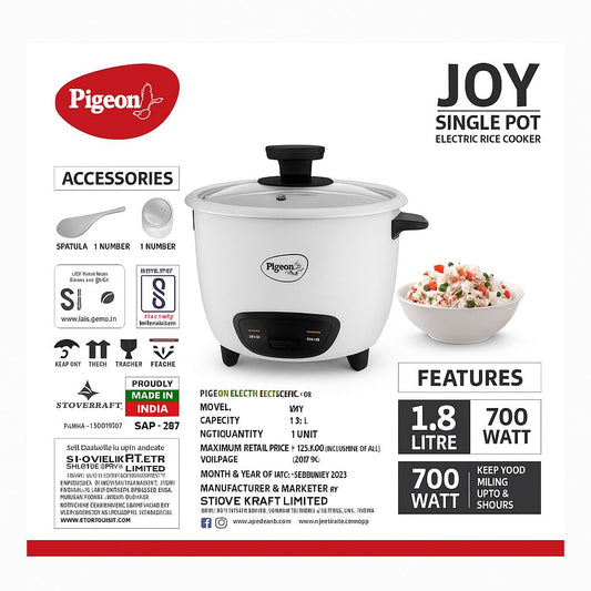 Pigeon Joy Electric Rice Cooker 1,8L