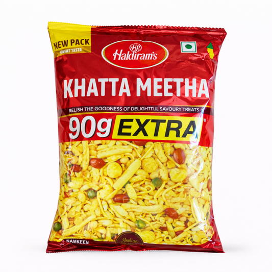 Packaged snack with Haldiram's branding on a white background