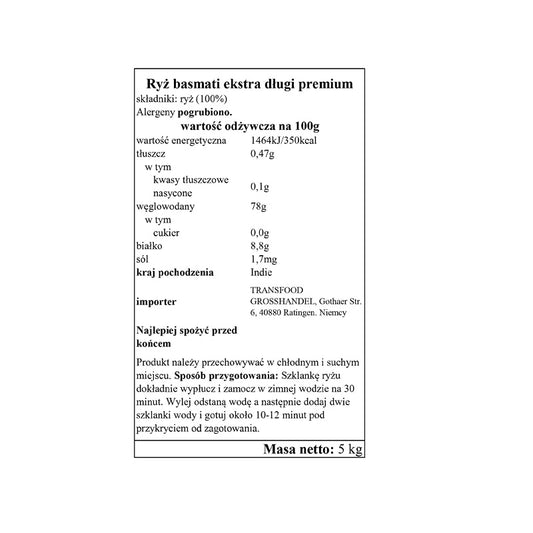 Annam Premium Ryż Basmati Ekstra Długi 5kg