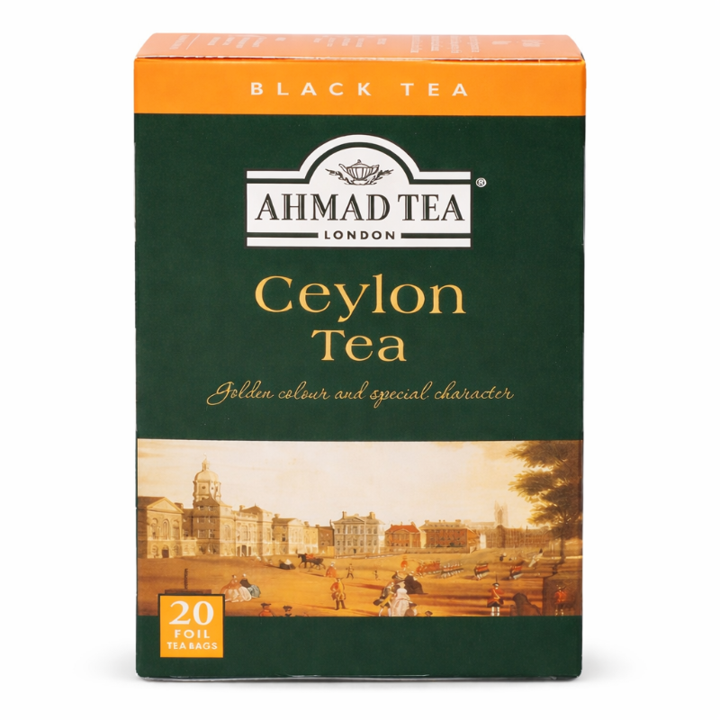 Box of Ahmad Tea Ceylon Black Tea on a white background