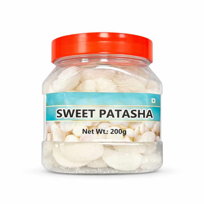 Jar of Sweet Patasha with a red lid on a white background