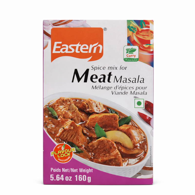 Box of Eastern Spice Mix for Meat Masala on a white background