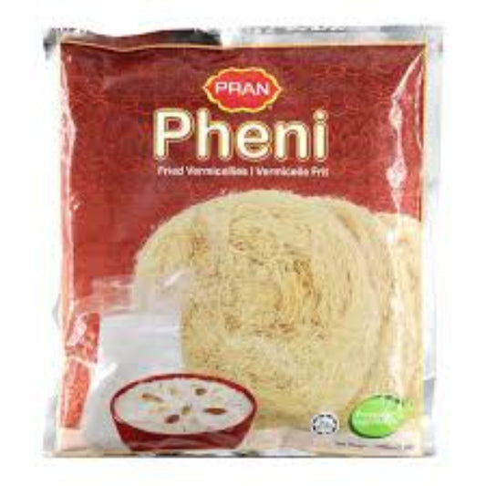 Pran Pheni package with a picture of vermicelli and a bowl of food on a red background