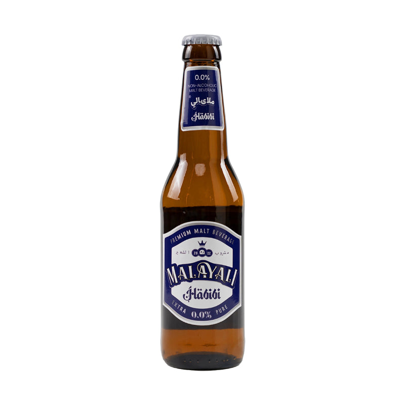 Bottle of Maloyali Habibi beer on a white background