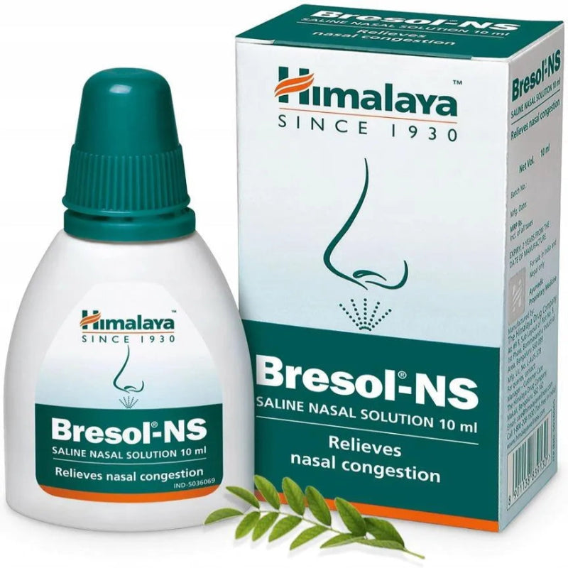 Himalaya Bresol-NS saline nasal solution bottle and packaging on a white background