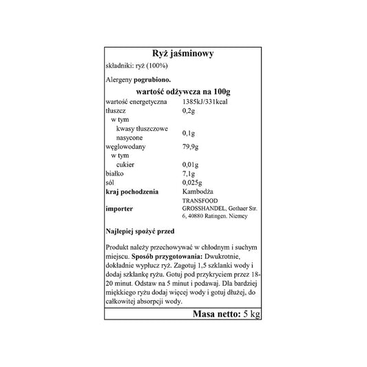 Golden Orchid Jasmine Rice 18Kg