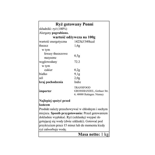 Annam Ponni Gotowany Ryż 1kg