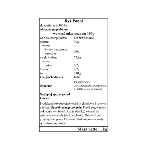 Annam Ponni Surowy ryż 1kg