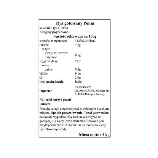 Annam Ponni Gotowany Ryż 5kg