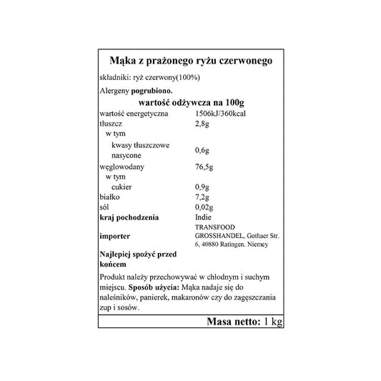 Annam Mąka z Prażonego Czerwonego Ryżu 1kg 